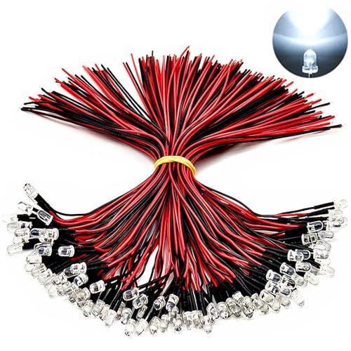 Joycabin 120 diodi LED precablati da 3 mm, 12 V, luce pre-cablata, luce bianca fredda, diodi luminosi con cavo da 20 cm, 12 V, pre-cablati per illuminazione modellismo Joycabin 120 diodi LED precablati da 3 mm, 12 V, luce pre-cablata, luce bianca fredda, diodi luminosi con cavo da 20 cm, 12 V, pre-cablati per illuminazione modellismo