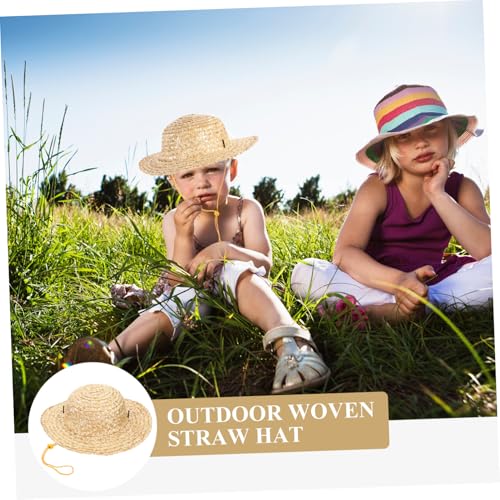 Kids Woven Straw Hat 31cm Wide Brim Beach Hat for Boys and Girls Lightweight Outdoor Sun Protection2
