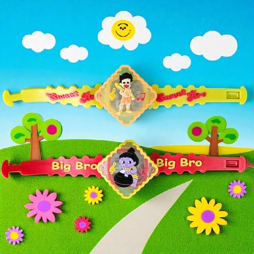 Image of Gods Traditional Character Set of 2 Rakhi for Kids | Rakhi | Set of 2 with Light | Free Tilak Set | Popo Toys | Assorted Any 2
