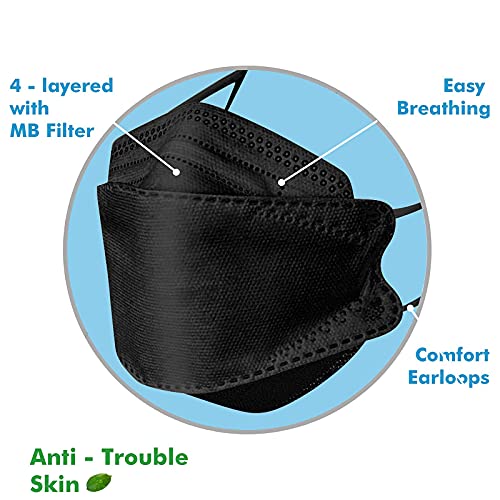 50 Pack Disposable_Kf94_Mask Face Protection For Adults, Elastic Earloop And Nose Clip, Comfortable & High Filtration (50Pcs, Black) #TOP5