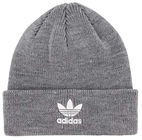 adidas Originals Women's Trefoil Beanie, Heather Grey/White, ONE SIZE