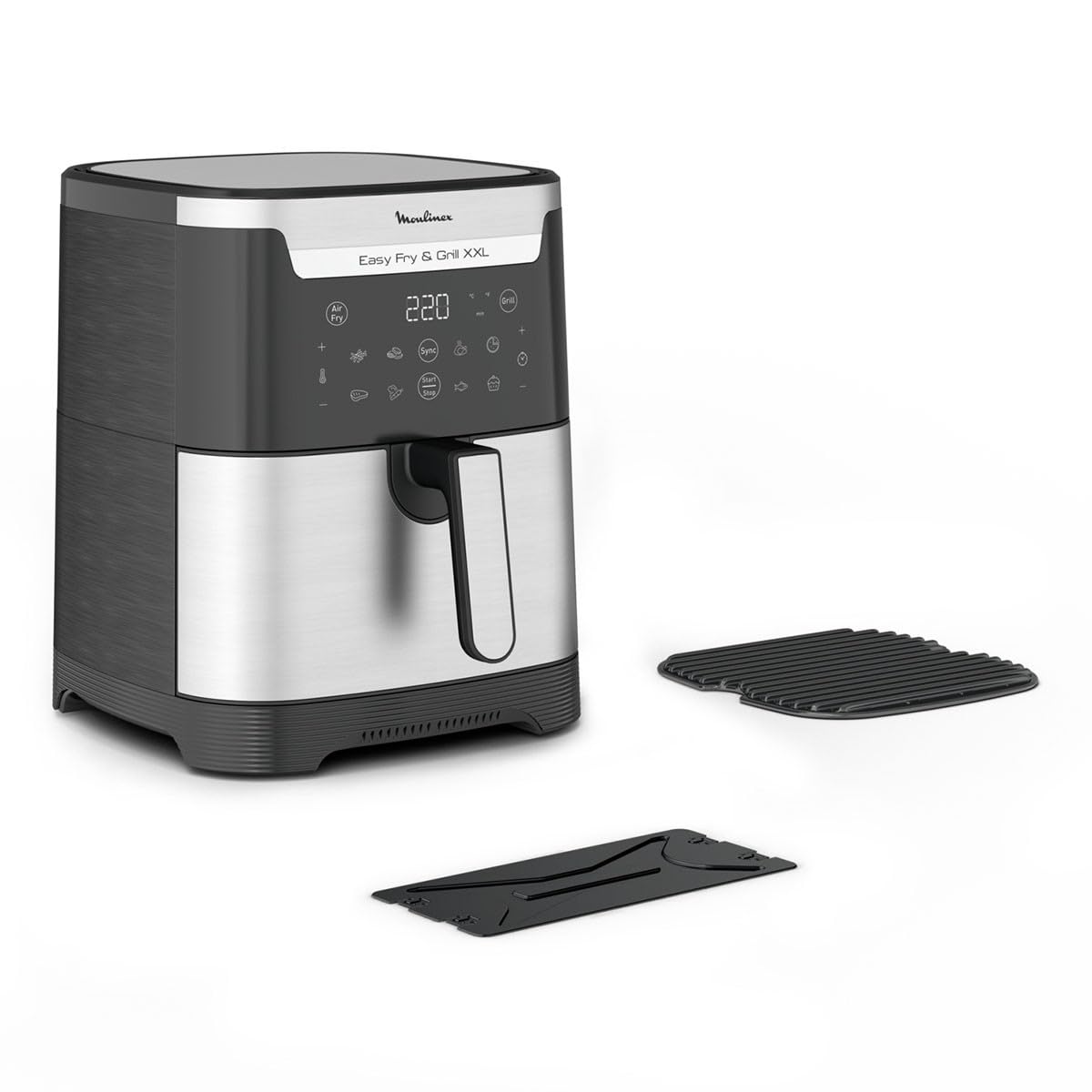 Moulinex EZ801D15 Easy Fry & Grill Friteuse à air et grill 2 en 1, capacité XXL, séparateur pour double cuisson, brunissage impeccable, résultats croustillants, cuisson saine, 8 programmes, 6,5 l