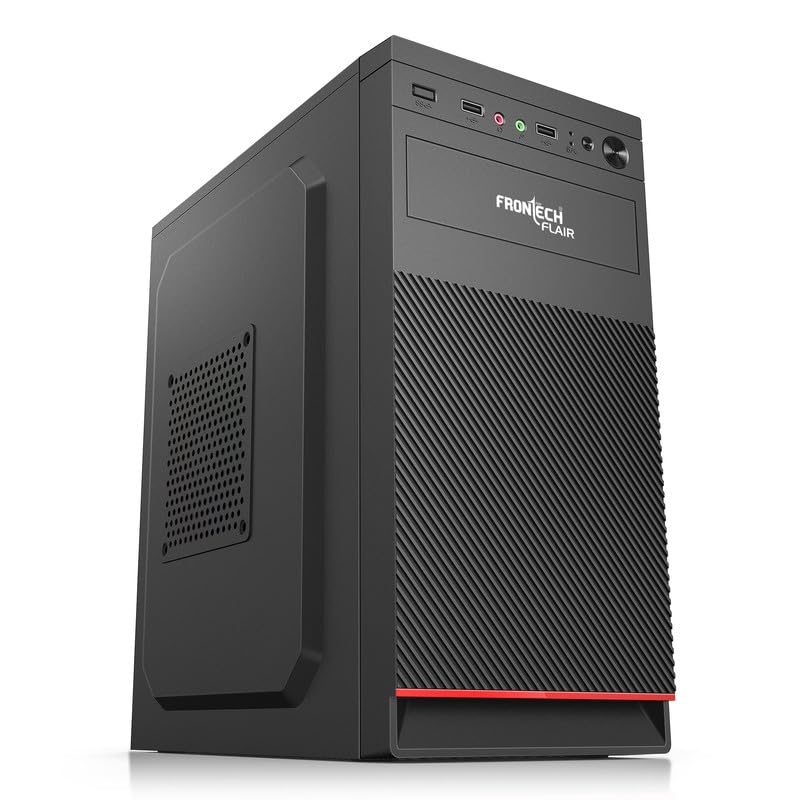 Image of FRONTECH Flair Silver Series Cabinet /Computer Case with HD Audio | ATX /Mini ATX Compatible | 2 Front USB - 2.0 | Ideal for Home /Office /Gaming (FT-4278, Black)