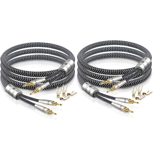 SKW High End WG Series A Pair Speaker Cable with Convertible Banana and Spade Plugs 5ft/1.5M (2 Cables)