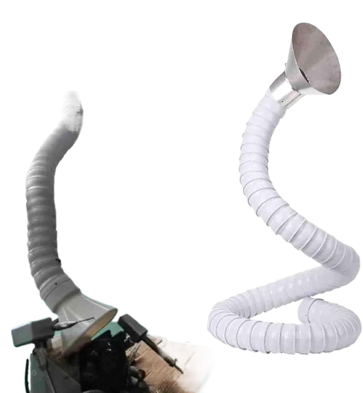 Fume Extractor Arm, Duct Collector Arm with Stainless Hood Multicolor ID 4.3-7.9 in L 3.3-9.8 ft(White Id 11cm(4.3in),L 2m/6.5ft)