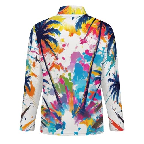 Tropical Palm-Trees Men's Polo- Sweater Long Sleeve Lightweight Convenient Pullover Sweater4