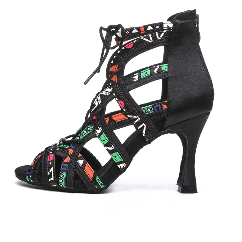 Stivali da Ballo Latino Americano Donna con Punta Aperta con Tacco Scarpe Ballo Salsa da Salon Scarpe Danza Tacchi,Modello YCL523