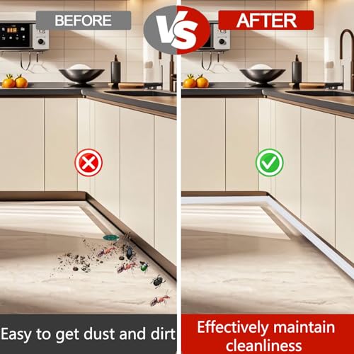 OWDFF Sockelleiste Küche Sockelprofil 6 M Dichtung für Küchensockel für 15mm 16mm 17mm Küchenleiste Abdichtungsprofil Selbstklebend Haftung ist Stark Wasserdichter Staubdicht (Weiß, 6M)
