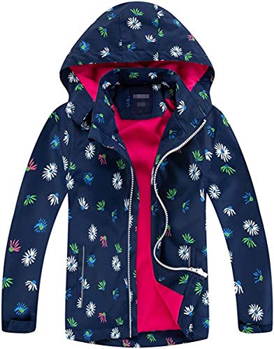 FAIRYRAIN Kinder Mädchen Jacke mit Fleecefütterung Übergangsjacke Winddicht Regenjacke Softshelljacken Kapuzenjacke Wanderjacke Outdoorjacke 140