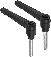 Vista 6 de uxcell 2 manijas de palanca de sujeción, M5 x 0.787 in, perno macho roscado de acero inoxidable 304, asas ajustables de bloqueo de trinquete