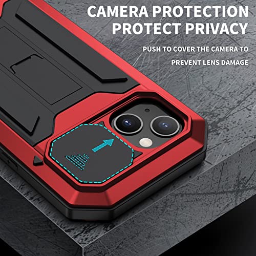 Étui métal iPhone 13 Pro Max antichoc avec protège-écran coque armure blindée rouge - 4