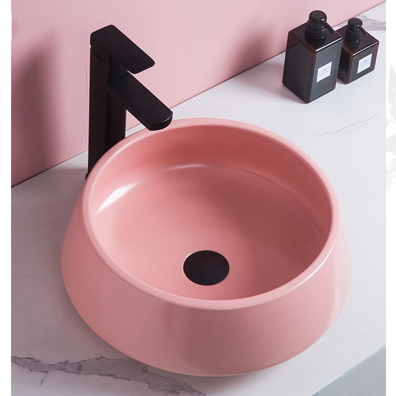 Umywalka Nablatowa, Minimalistyczna Umywalka Porcelanowa, Umywalka Ceramiczna Nablatowa, Rozmiar Pinkone, Rozmiar Pinkone