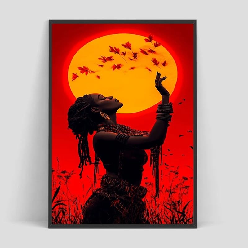 Affiche africaine abstraite LMAIWANG tableau sur toile 40x60 cm cadre