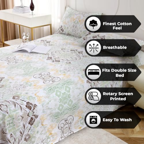 Image of Dew Cotton Bedsheet for Double Bed 160 TC 250 x 225 CM, Green