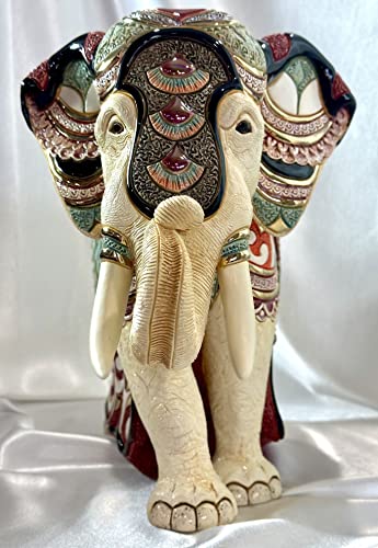 Estatua de elefante asiático de cerámica De Rosa 473 miniatura 2