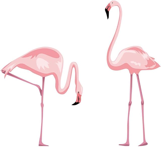 decalmile Pink Flamingo Wall Stickers Peel and Stick Wall Decals for Bedroom Living Room Kids Room Wall Decor