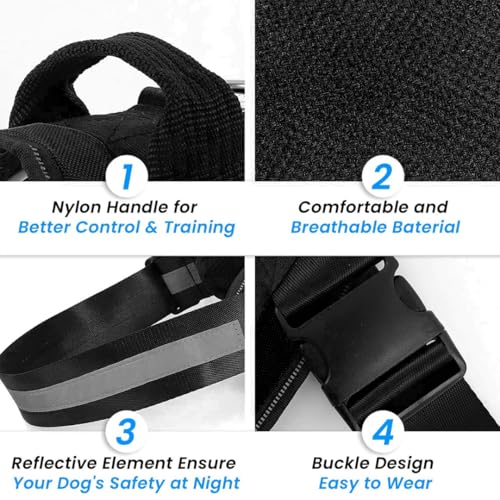 Image of Berlin's PET ACCESSORIES Police K9 Dog Harness with Leash, Dog Vest with Handle, Reflective Adjustable No-Pull Harness for Dogs Heavy Duty Nylon, for Training, Patrol, Hiking (Black, Small (5-12Kg))