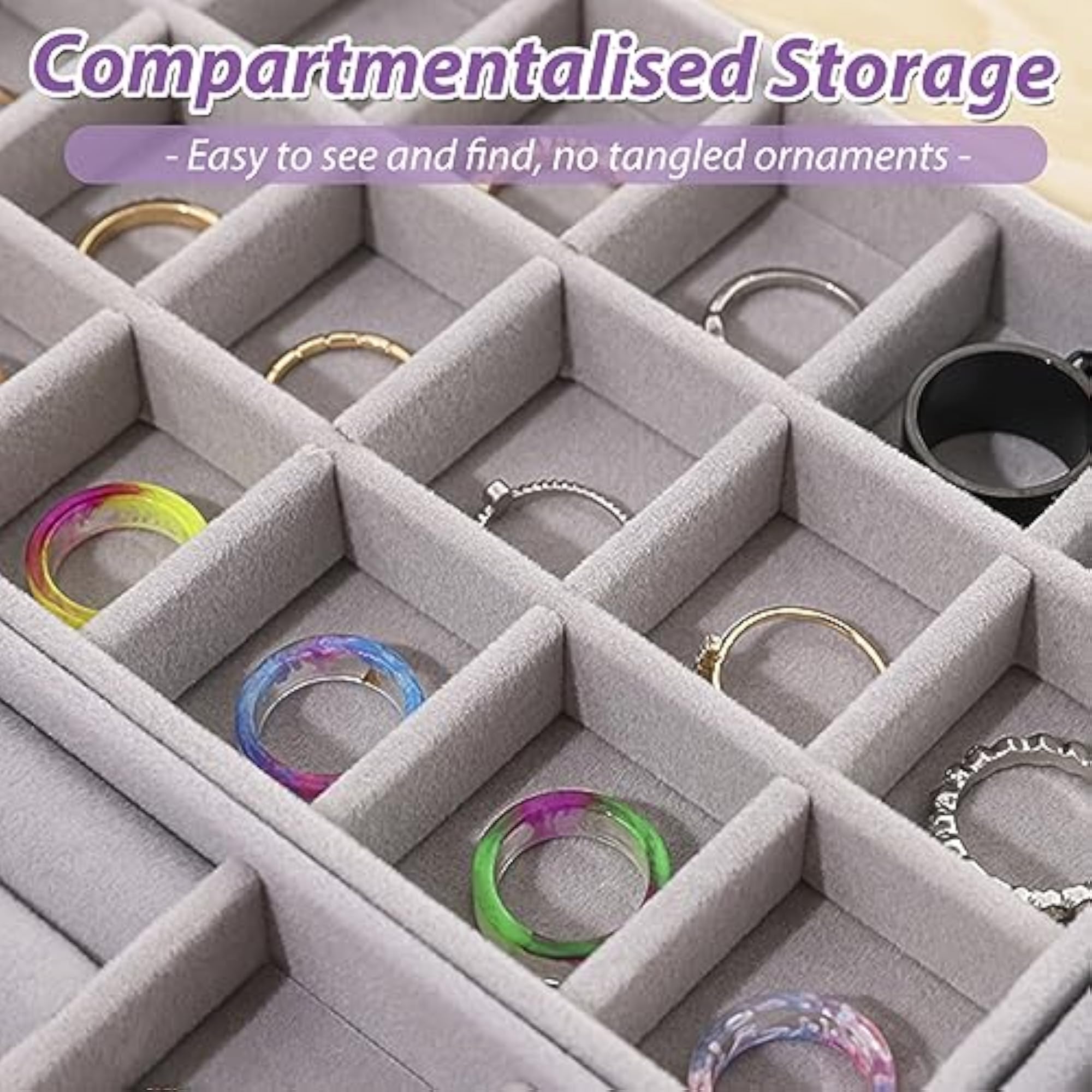 2 PCS Jewellery Drawer Organiser Tray Set for Storage