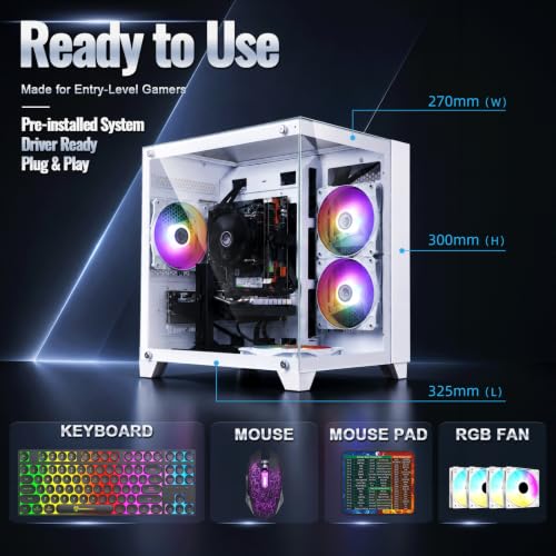 Image of Prebuilt Gaming PC Desktop,Intel Core i7 Business Office Tower Computers PC | RX580 8G Graphics Card, 16GB RAM and 256GB SSD+1T HHD, WiFi, Win11, Suitable for Study,transaction,Entertainment,Gaming, etc.