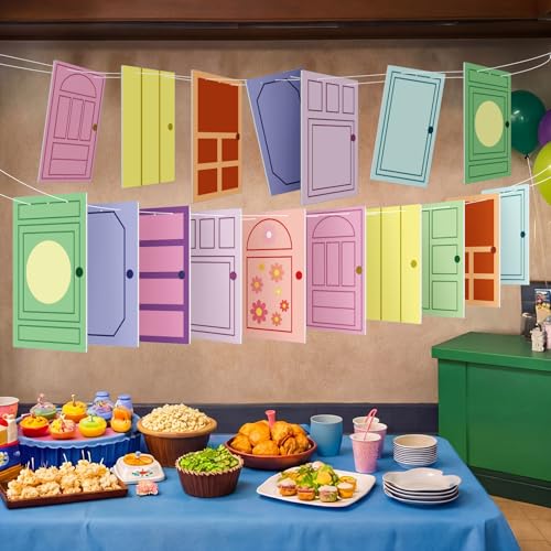 Mifoci 20 Pieces Monster Themed Party Hanging Decorations Colorful Funny Door Shaped Hanging Cutouts Holiday Cartoon Monster Birthday Party Decoration for Baby Shower Home Indoor Outdoor Tea Parties