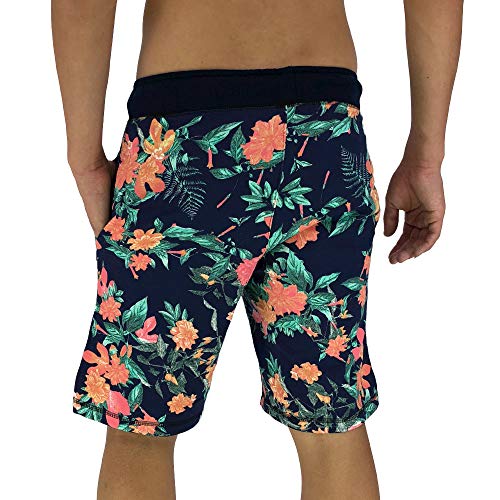 Bermuda Moletom MXD Conceito Floral Azul Premium Bolsos Laterais (G)