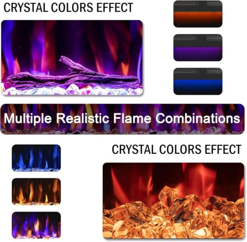Image of 95-Inch WiFi Electric Fireplace, 5.51-Inch Deep Recessed or Wall-Mounted Heater, 1500W, 6 Flame and 13 Ember Colors, Tuya App, Alexa, Google Home, Remote