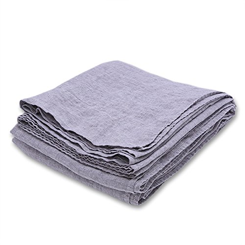 LinenMe Stone Washed Bed Linen Flat Sheet Stone Blue Queen (90" x 102"), 100% European Linen, Prewashed, Hand Made