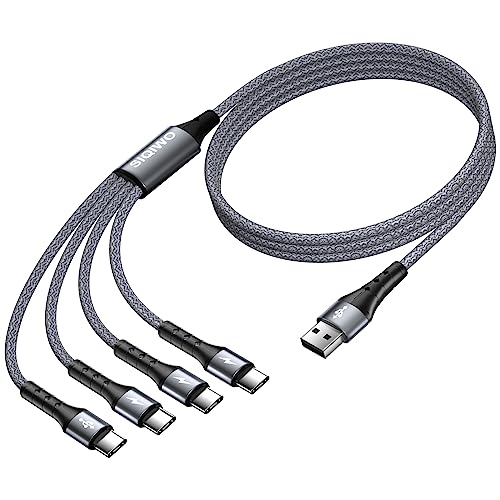 SIQIWO USB Typ C Kabel 1.2M, USB C 3.0 Schnellladung Sync Ladekabel mit 4 USB C Port, für iPhone 15/16, Android Galaxy S24 S23 S22 S20 S10 Plus A51 A7, Note 20 10 9, LG G8 V50, Huawei, Sony, Xiaomi