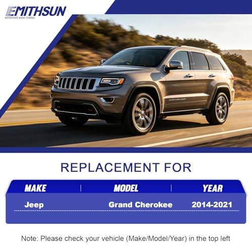 Image of EMITHSUN Replacement for 2014-2021 Jeep Grand Cherokee Windshield Wipers | 22 inch+21 inch+11 inch,OEM Quality,Front & Rear Wipers,Stable & Quiet Performance,All-Seasons Rubber Wiper Blades,Streak-Free Wiping