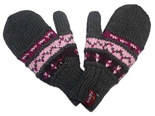 1401 MT Unisex Crochet Wool Agan Traders Knit Wool Mitten (Mitten - Pink)