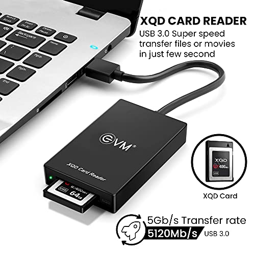Image of EVM XQD Memory Card Reader - USB 3.0 Transfer up to 5Gbps - SD Card Supported - 3 Years Warranty (EVM-CR-002)