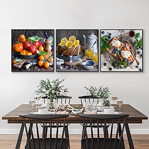 Fruits Gâteau Aliments Affiches KEBIA Déco Maison Cuisine Salon Grand Format Triptyque