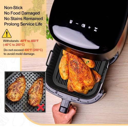 Dzpuhuojz 3pcs 4.7-6.2L Silicone Air Fryer Liner Suit for Philips Airfryer 6.2L (Na230/09; Na332/09), Ninja 6.2L (AF180UKCP AF140UK); Compatible with COSORI 4.7-6.2L, Tefal; Reusable Trays Accessories - Image 4
