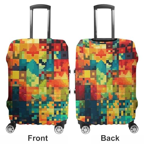 Pixel Art Pattern Luggage Cover, Washable Elastic Suitcase Cover Protector Fit 18-32 Inch Luggage3