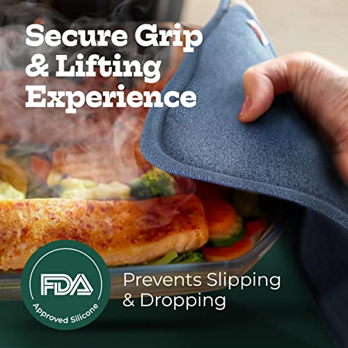 Big Red House Pot Holders For Kitchen Heat Resistant, Set Of 2, Silicone Pot Holders For Kitchen And Baking, Blue Denim #TOP2