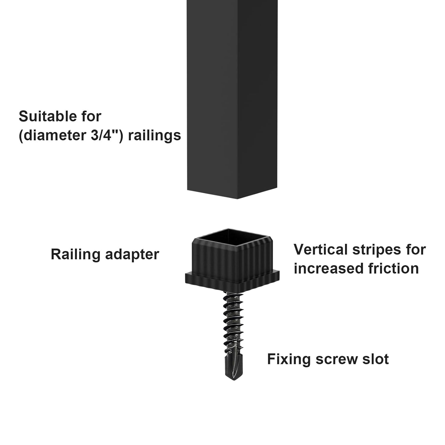 BLIKA 65 Pack Adjustable Baluster Connector, 60 Pack Baluster Connectors and 60 Pack 32" Square Aluminum Deck Balusters