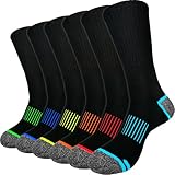 topline 6 Pares Calcetines Trabajo Hombre - Calcetines Térmicos Hombre - Calcetines Trekking - Calcetines Invierno de Algodón y Reforzados (40-46, Naranja y Azul (6 Pares))