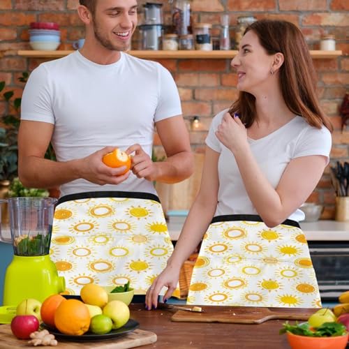 Lot de 3 demi-tabliers courts jaune Doodle Suns à triple poche frontale - 6