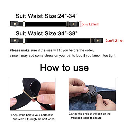 Image of 4 Pieces No Buckle Elastic Stretch Belts for Men Women, Comfortable Buckle Free Invisible Belts for Jeans Pants