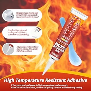 Stnkeno High Temp Silicone Sealant, High Temperature Adhesive, Heat Resistant Glue, Insulation and Waterproof Quick Drying Silicone Adhesive for Ovens Fireplace Microwave, Transparent, 2 Pack, 3.53 OZ