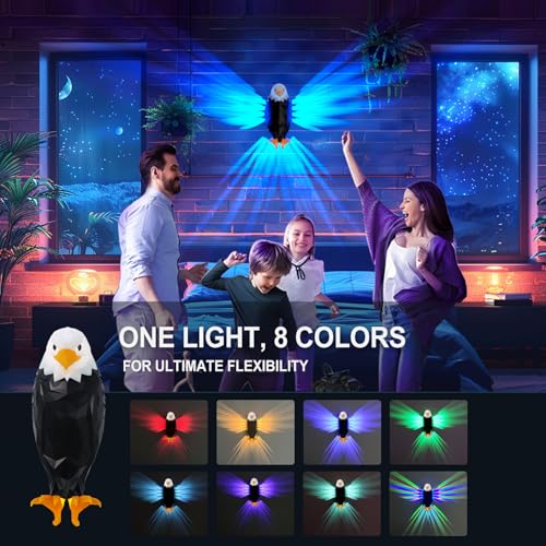 Image of Bald Eagle Wall Light, American Eagle Night Light with Remote Control, Magnetic Wall Mounted Eagle Lamp for Bedroom, Living Room, Hallway (Multicolor, Large)