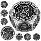 Set de Dés Rotatifs DND, 7 en 1 Métal Dés Spinner, Design Relief 3D Hexagone 8 Côtés, Dés Polyédriques Rotatifs pour Jeux de Rôle, Cadeaux D&D avec Boîte Cadeau, Accessoires de Jeux de Société, Argent