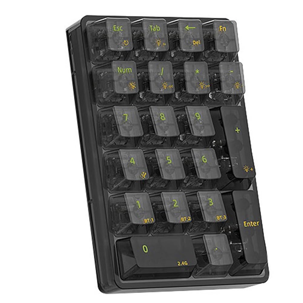 K21 Number Pad Bluetooth Teclado Mecánico RGB 21 Teclas Transparente Photoshop Contabilidad Numpad Gaming Keyboard Negro
