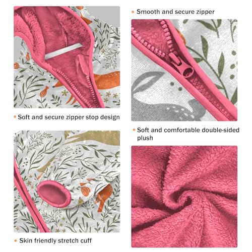 OTVEE Fox Deer Wild Animals Kids Hoodie Jacket Fall Spring Full Zip Warm Outwear Coat3