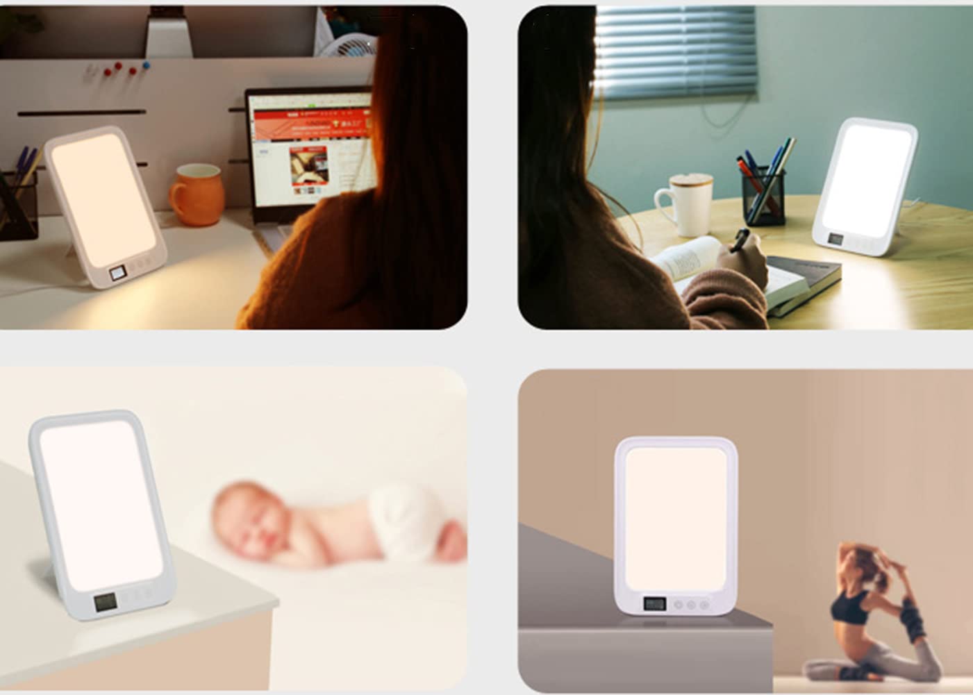 Lampe De Luminothérapie, 45000Lux Boîte À Lumière LED, Avec 3 Modes De Couleur, 6 Niveaux De Luminosité & Gradation En Continu, Coucher Du Soleil Fonction De Réglage De La Minuterie,Blanc