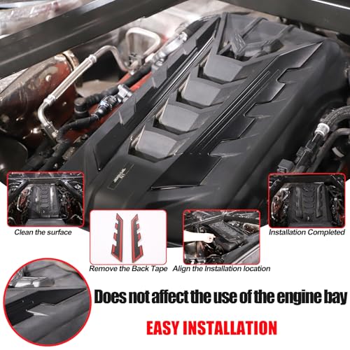 Image of Sekhyna Engine Bay Panel Cover Trim 2PCS Compatible with Corvette C8 Stingray 2020-2025 Engine Cover Left Right Protective High Temperature Resistance Cover Trim Accessories (Black)
