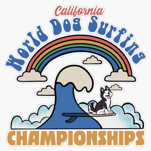 Dog on surfboard : Pacifica California Window Water Bottle