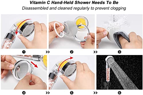 Harjue Filtered Shower Head, High Pressure 8″ Round Showerhead With Filter Combo For Hard Water, Remove Chlorine Fluoride And Harmful Substances- 1 Replaceable Filter Cartridge, Matte Black #TOP6