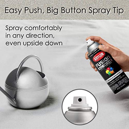 Image of Krylon Fusion All-In-One Adhesive Spray Paint for Indoor /Outdoor Use, 12 oz, Satin Nickel