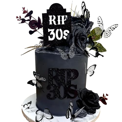 Fournitures fête d'anniversaire Rip to My 30s et décoration gâteau gothique